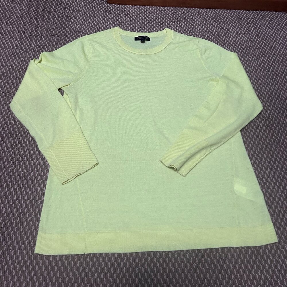 Banana Republic Extra Fine Merino Wool Crew Neck Sweater - Lemon Yellow- Sz Lg